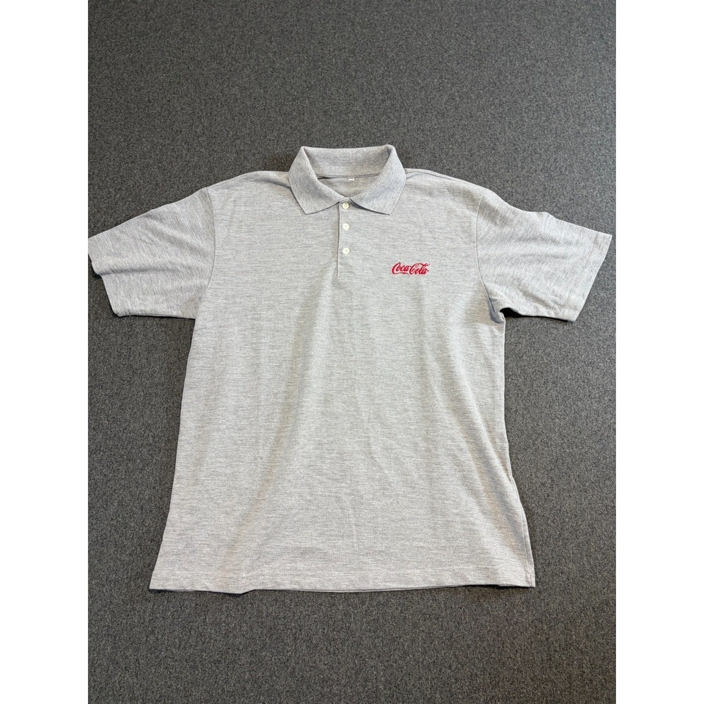 Coca Cola Polo Shirt Mens 2XL Gray Heather Golf Performance Short Sleeve Popover